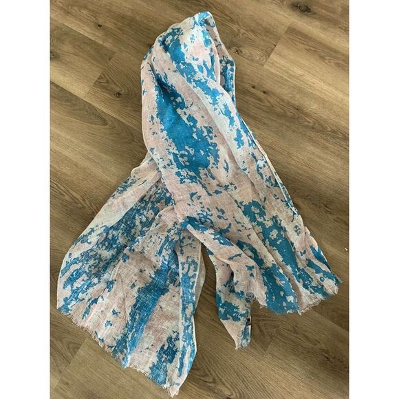 Pulvermacher Designs $148 Colorful Floral Linen Scarf 78” X 27” - Picture 1 of 7